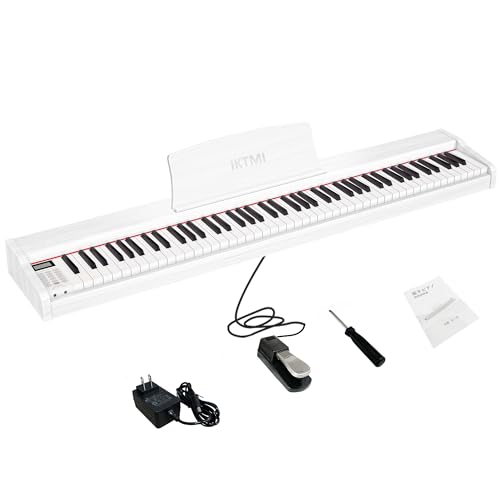 電子ピアノ 88鍵盤 卓上 木製 電子 ポータブル　ホワイト 新品】電子ピアノ 88鍵盤 卓上 木製デザイン ペダル付き MIDI